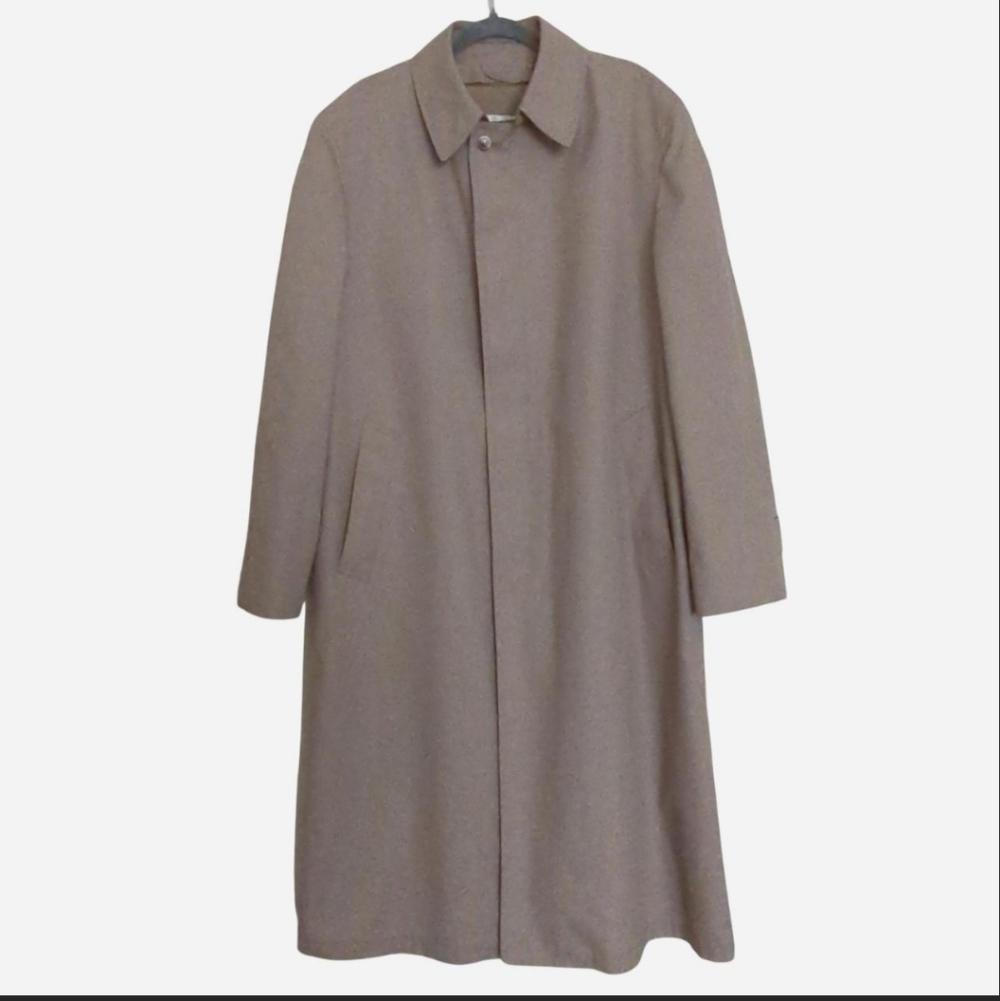 Vintage London Fog Trench Coat Mens 42 Long - Khaki Overcoat w/ Zip-Out Liner